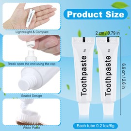 Travel Toothpaste Bulk, 6g/0.21oz White Disposable Toothpaste Suitable for Hotels, Camping, Guests, Homeless People, and Charitable Organizations (50-Pack)