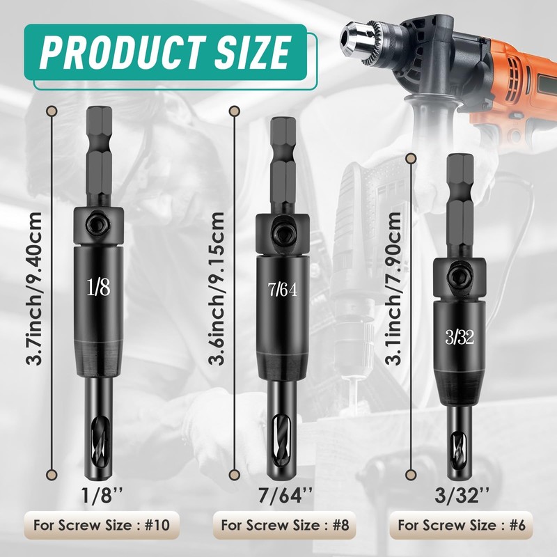 3 Pcs CC2430 Self Centering Drill Bit Set 3/32", 7/64",