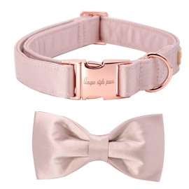 Unique style paws Dog Collar, Pink Silk Dog Collar with Bow, Soft Bow Tie, Adjustable Pet Collar, Gift for Female X-Large Dogs