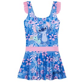 Get Trend Girls' Swimming Dress, One-Piece Swimwear, Comfortable Swimming Suit, Children's Swimming Skirt, Swimming and Bathing, Blue Stitch, Ages 9 - 10
