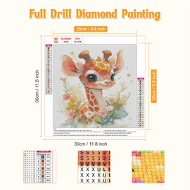 NAIMOER 4Pack Animals Diamond Painting Kits for Adults, DIY 5D Diamond Painting, Full Drill Diamond Art Kits Perfect for Relaxation and Home Wall Decor (Tiger,Sheep,Giraffe,Cow, 30x30cm)