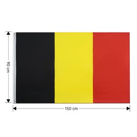 Pack of 2 Belgium Flag, 90 x 150 cm Belgian Flag with Brass Eyelets, Weatherproof, Colourfast Belgium Flag for Football World Cup 2022, Decoration, Outdoor/Indoor