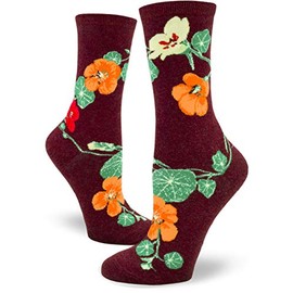 ModSocks Women's Nasturtiums Crew Socks in Heather Brick