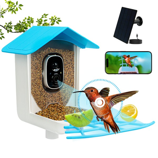 Smart Bird Feeder with Camera, Solar Powered, AI Identify 10000+