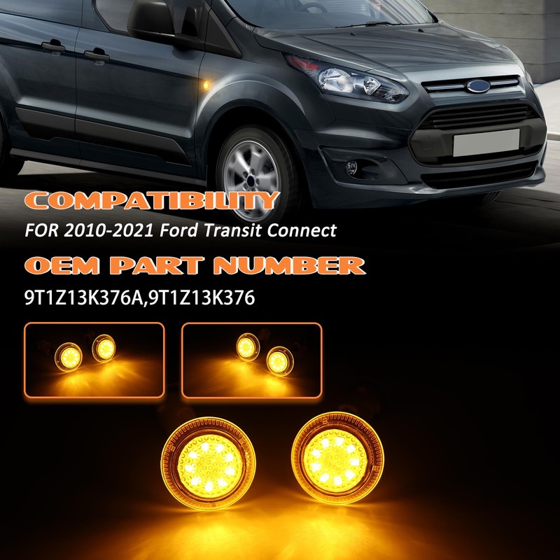 AreLokpri Side Marker Repeater Lights Compatible with 2010-2021 Ford Transit