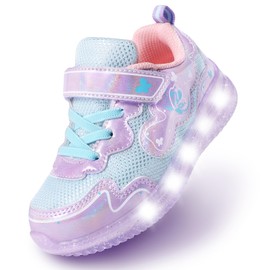 AMZKC ZKA7 Purple Toddler Light Up Shoes for Girls Size 6 with Lights Butterfly