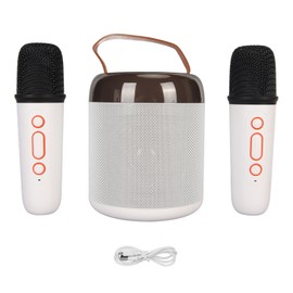 Wireless Karaoke Speakers RGB Light Bluetooth5.3 Speaker with 2 Wireless Microphones Portable Karaoke Machine for Family Party White
