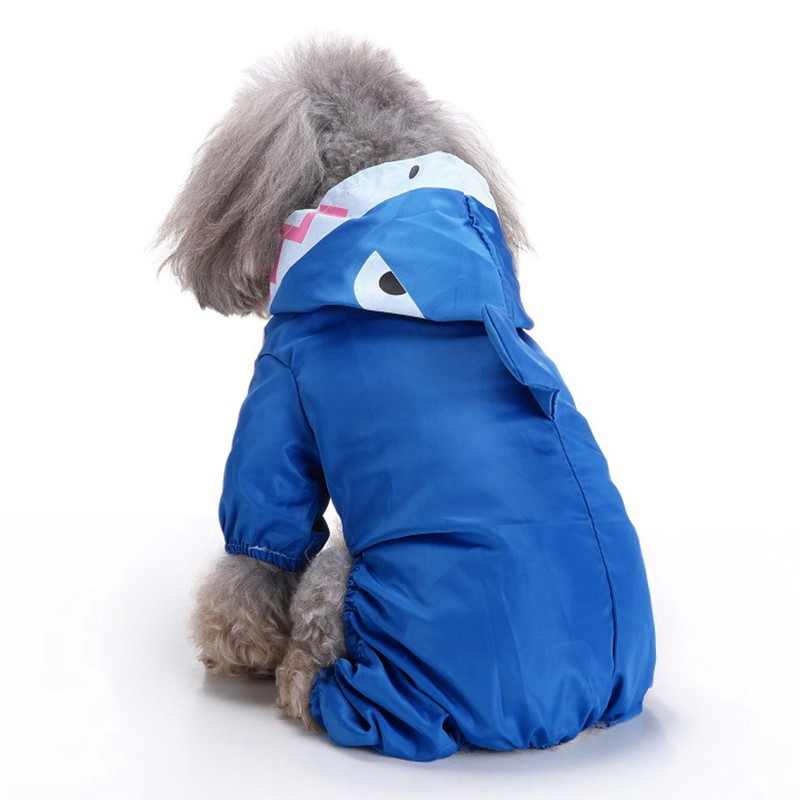 Dog Cute Raincoat Hooded Cloak Rain Jacket Cover Waterproof Polyester