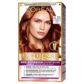 L'Oréal Paris Excellence Cream Hair Dye, 6.35 Copper Light Brown, 1 Piece / 로레알파리 엑셀랑스 크림 염모제, 6.35 코퍼라이트브라운, 1개