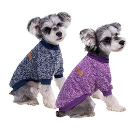 2 Pack Dog Sweaters for Small Dogs - Warm Winter Puppy Sweaters Cute Soft Dog Clothes Outfit Pet Costume for Boy Girl Doggie, Cat, Bulldog Pug Yorkie Kitten Chihuahua (Navy Blue, Purple, Medium)