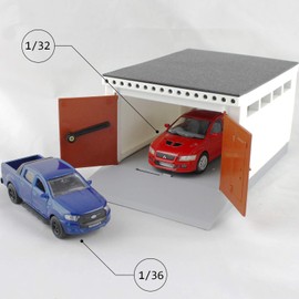 Garage Model 1/32 1/36 1/43 Scale - Russian Parking Building Open Doors