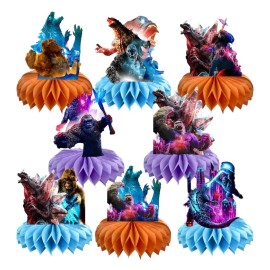 Unbranded PPGOYD 8Pcs Monster Honeycomb Table Centerpiece, Monster Birthday Party