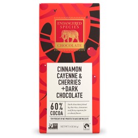 Endangered Species Dark Chocolate Bar with Cinnamon, Cayenne & Cherry (60% cocoa)