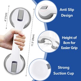 Grab Handles for Seniors Pack of 2 Shower Handle with Strong Hold Suction Cup Handle, Bathroom Grab Handle, Standing Aid Suction Handle, Safety Bar for Shower Bench