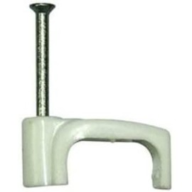 Merriway BH02263 Twin and Earth Flat Cable Clip, White 2.5 mm, 10 mm Width for Ethernet Internet Leads , Pack of 100 Piece