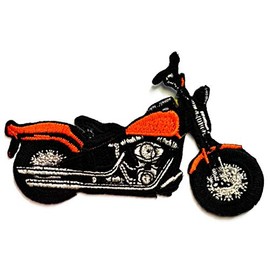 Nipitshop Patches Orange Chopper Motorcycle Classic Motorcycle Bike Racing Cartoon Embroidered Patches Embroidery Patches Iron On Patches Sew On Applique Patch for Men Women Boys Girls Kids