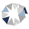 G2PLUS Grey and Blue Fabric Bunting Garland, 3.3 m Double-Sided