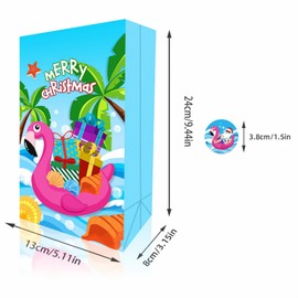 YVAINE 12Pcs Summer Christmas July Gift Bags Hawaiian Christmas Candy Treat Bag for Tropical Luau Party Supplies