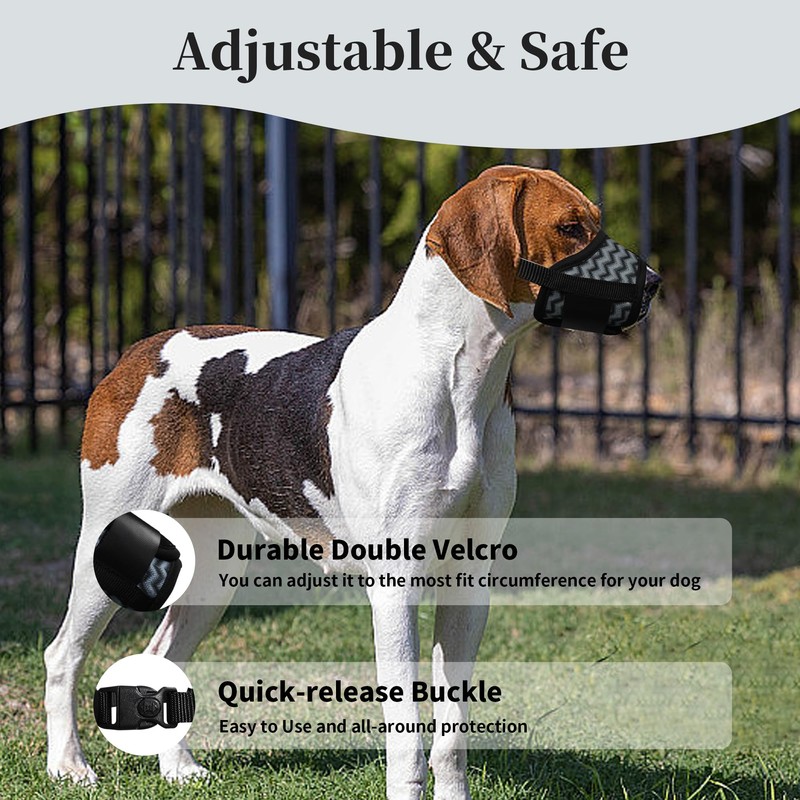 JOYPAWS Grey Dog Muzzle, Air Mesh Breathable Muzzle Wavy Stripe