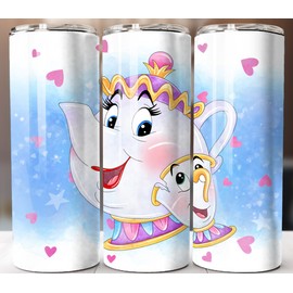 9 in Beauty And The Beast Teapots Chip 20oz Tumbler Travel Mug Stainless Steel Cup