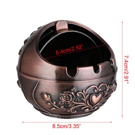 European style ashtray vintage decorative windproof ashtray and home office covered decorations metal portable interior and outdoor decoration gifts and boyfriend decorations (Red Copper Heart)