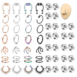 Kakonia Fake Nasenpiercing Ring für Damen Herren Magnetisches Septum Piercing Fake Nasenring Nasenstecker Fake Nose Ring Septum Piercing für Nicht Nase Piercing Mehrfarbig