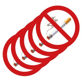 Clever Pool 5 XL Stickers No Smoking - Diameter 14.8 cm Round with UV Protection - Perfect Alternative to No Smoking Sign - Non-smoking Area Marking