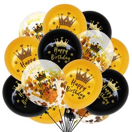 Black Gold Birthday Party Latex Balloons 15Pcs 12 Inch Black Gold Party Confetti Balloons forMen or Women Birthday Party Indoor Outdoor Decoration