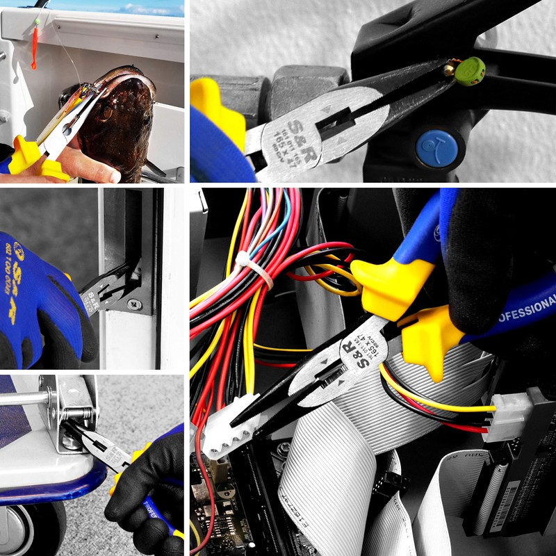 S&R Long Nose Pliers (Radio Pliers) with a Cutting Edge