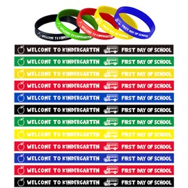 Welcome to Kindergarten Wristbands Bracelets, First Day of Kindergarten Bracelets, Back to School Decorations, First Day of School Classroom Decorations,Back to School Gifts for Students - 30Pcs