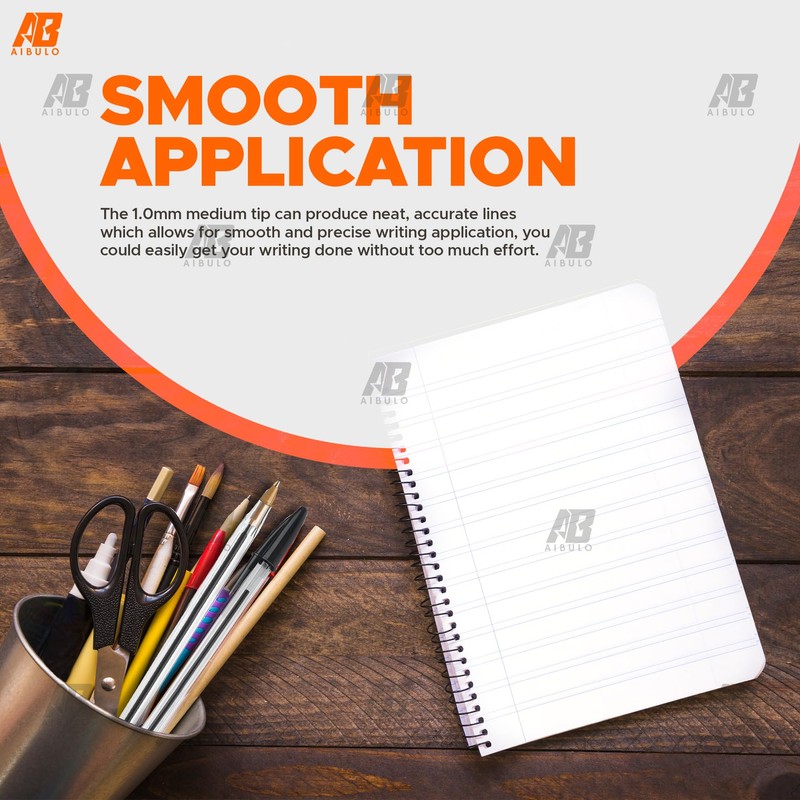 AIBULO Improved Medium Tip Fluent Smooth Writing Black Biro Ballpoint