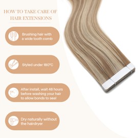 Tape in Hair Extensions, 10 Pcs Invisible Tape in Hair Extensions, 20Inch Blonde Tape in Hair Extensions Synthetic, Curly Wavy Hair Tape in Extensions for Party, Music Festival, Daily Use (18/613)