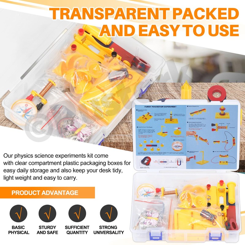 Rustark 53Pcs Science Magnet Kit Physics Electromagnet Experiment Set Labs