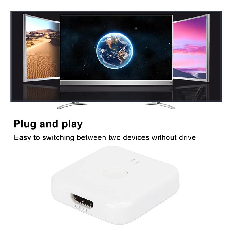 Goshyda Hdmi Splitter, ABS White Double Way Switcher, 2 In
