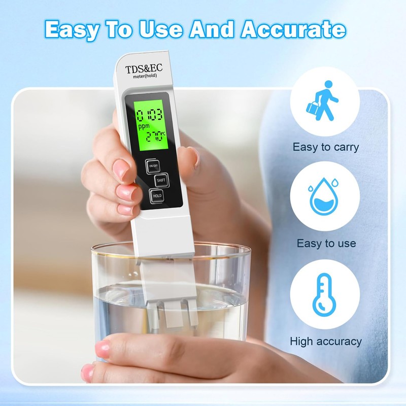 tds Meter, 3-in-1 Instant Read TDS Meter - Measures TDS,
