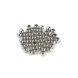 Loprome 60 cuentas espaciadoras redondas lisas de acero inoxidable 304 con agujero de 2 mm, cuentas sueltas sin costuras para hacer pulseras, joyas, hallazgos de 5 mm