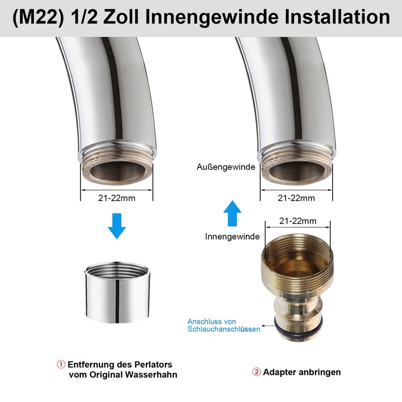 Starnearby Universal Tap Connector for Mixer Tap, Hose Adapter, Hose