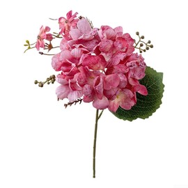 Ramos de flores de hortensia de seda artificial, tallos de hortensia para el hogar, centros de mesa, decoración de bodas y fiestas (rojo claro)