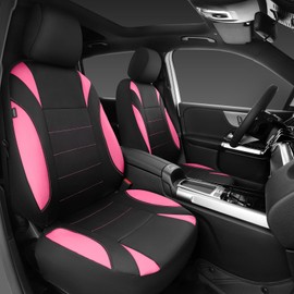 CAR PASS Waterproof Car Seat Covers Full Sets, Universal Fit Seat Covers for Cars, EVA Neoprene Seat Cover Set Full Sets, Interior Covers for Auto SUV,Vans,sedans, Trucks,(Black Pink)