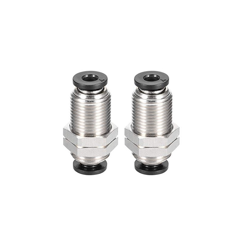 sourcing map Straight Pneumatic Push to Quick Connect Fittings Bulkhead