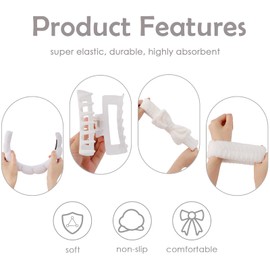 Canitor Spa Headband Wrist Bands with Hair Clips White Non Slip Puffy Terry Cloth Makeup Skincare for Washing Face Skin Care Preppy Teen Girl Gifts Women Cute Trendy Stuff Stocking Stuffer