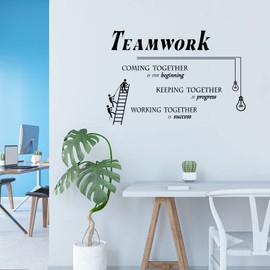 PLIGREAT Teamwork Inspirational Quotes Wall Stickers, Removable Vinyl Peel and Stick Wall Decals for Office Company Sports Team Gym Room Wall Decorations Home Indoor Wall Art Decor