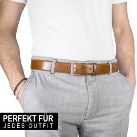 LINDENMANN Men's Full Leather Belt Made of Cowhide Leather, 35 mm Wide, Can Be Shortened, Belt Men's XXL, Cognac, Cognac