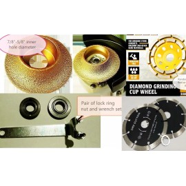 Roxx Tools 3/4" Half Bullnose 4" Grinding cup 5" cutting blade for stone concrete grinder