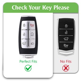 WORCAS Soft TPU Key Fob Cover Case Compatible with Hyundai Genesis GV80 GV90 G70 G80 G90 GV70 6 Button keyless Entry Remote Control Smart Key(Green)