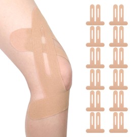 12 Pcs precut Kinesiology Tape for Knees, Skin Color Knee Tapes for Knee Pain, Waterproof Knee Support Stickers Pre Cut for Sports, 25x22cm (Skin Color)
