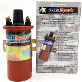 Accuspark Red replaces Lucas DLB105, 12v Non-Ballast 3 Ohm Sports Ignition Coil