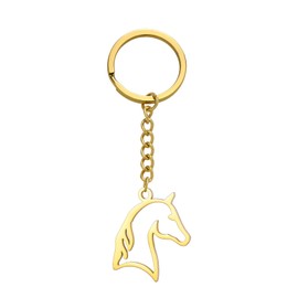 LIKGREAT Horse Keyring, Cute Horse Head, Animal Keyring, Stainless Steel Car Keyring, Purse Charm, gold, Unit size