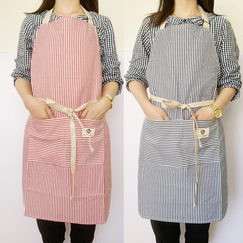 cactusgirl 2 Pieces Adjustable Cotton Apron Cooking Apron Kitchen Apron