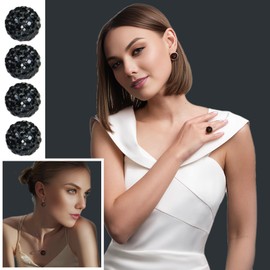 10mm Grade A Rhinestone Beads for Baseball Necklace-Round Disco Ball Beads Rhinestone Clay Beads for Earring Jewelry Making,Necklace Bracelet,DIY Craft Supplies(100 pcs Black)